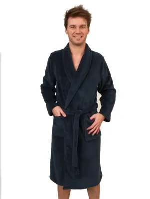 Outfitter heren Fleece Badjas - Winter Blue - Warme winter ochtendjas