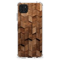 Stevig Telefoonhoesje voor Samsung Galaxy A22 5G Wooden Cubes - thumbnail