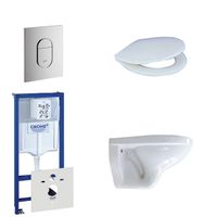 Adema Classico toiletset bestaande uit inbouwreservoir, toiletpot, toiletzitting en bedieningsplaat verticaal chroom 0729205/0729240/4345100/0261520/