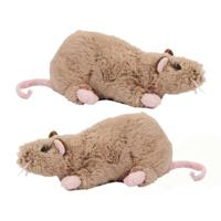 Pluche rat knuffel - Set van 2x stuks - bruin - 22 cm - ratten - Dieren - Speelgoed