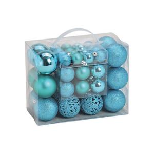 Kerstballen - set 50x st - turquoise blauw - mix 3, 4 en 6 cm - kunststof - pakket