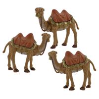 Beeldje van een kameel - 3x stuks - kunststof - 11 cm - dierenbeeldjes - voor kerststal