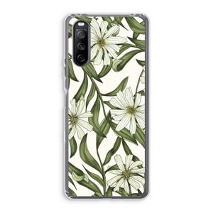 Wit bloemenpatroon: Sony Xperia 10 III Transparant Hoesje