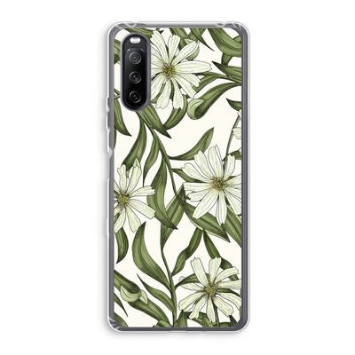 Wit bloemenpatroon: Sony Xperia 10 III Transparant Hoesje