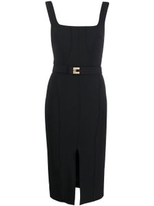 Elisabetta Franchi robe mi-longue à taille ceinturée - Noir