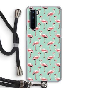 Flamingoprint groen: OnePlus Nord Transparant Hoesje met koord