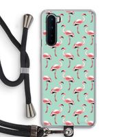 Flamingoprint groen: OnePlus Nord Transparant Hoesje met koord