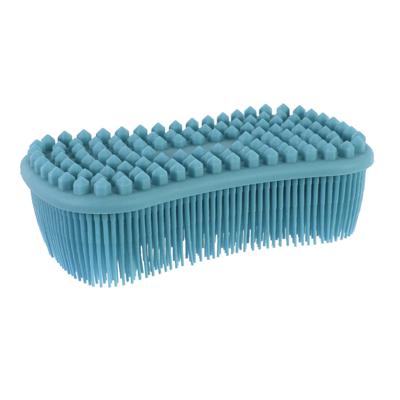 Schoonmaak afwas pannen/schalen spons - silicone- 2 zijdig - blauw - 14 x 7 cm