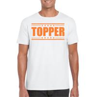Verkleed T-shirt voor heren - topper - wit - oranje glitters - feestkleding