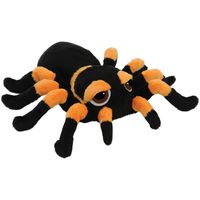 Pluche knuffel spin - tarantula - zwart/oranje - 22 cm - speelgoed - thumbnail
