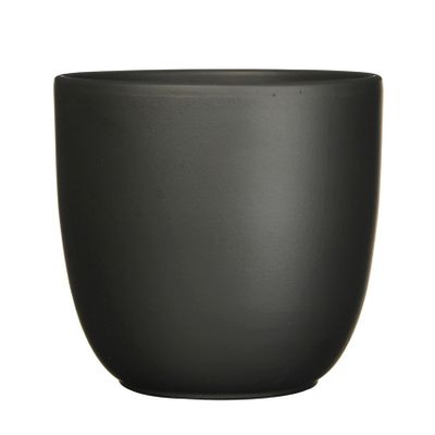 Plantenpot/bloempot Tusca - Zwart - keramiek - mat - D17/H16 cm