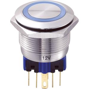 TRU COMPONENTS 701965 GQ22-11E/B/12V Vandalismebestendige druktoets 250 V/AC 5 A 1x aan/(aan) Moment Blauw IP65 1 stuk(s)