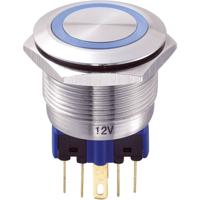 TRU COMPONENTS 701965 GQ22-11E/B/12V Vandalismebestendige druktoets 250 V/AC 5 A 1x aan/(aan) Moment Blauw IP65 1 stuk(s)