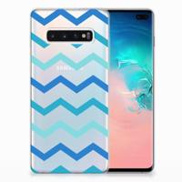 Samsung Galaxy S10 Plus | TPU bumper | Zigzag Blauw