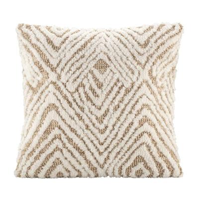 2e Halve Prijs Leen Bakker - Sierkussen Josh - Zand/off-white - 45x45 Cm - Polyester/Katoen - Beige#Wit