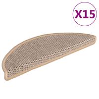 VidaXL Trapmatten zelfklevend 15 st sisal-look 56x17x3 cm lichtbeige