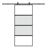 Schuifdeur met beslag 90x205 cm gehard glas en aluminium