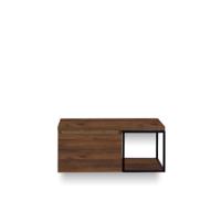 Frozen Badmeubelset 100 cm - Greeplijst in kleur - Zwart Frame - Wastafel Bovenblad Walnoot