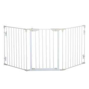 Hondenhek - Dog barrier - Hondendeur - Voor deuropening - Traphekje - 180L x 3W x 74,5H cm - Wit