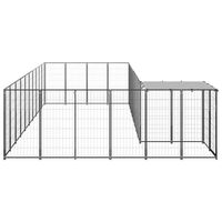 The Living Store Hondenkennel - Grote hondenkooi van PE en gepoedercoat staal - 440 x 550 x 110 cm - Waterbestendig dak