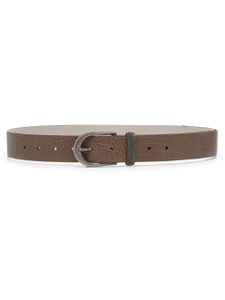 Brunello Cucinelli ceinture en cuir à ornements métalliques - Marron