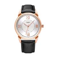 YAZOLE 424 mannen Fashion Business PU lederen Band Quartz Wrist Watch lichtgevende punten (White Dial + zwarte band)