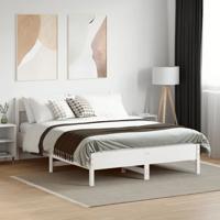 Bedframe zonder matras massief grenenhout wit 160x200 cm