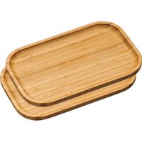 2x Bamboe houten dienbladen 20 x 30 cm met opstaande rand   - - thumbnail