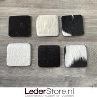 Koeienhuid onderzetters zwart wit 10x10cm