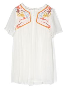 Chloé Kids robe en soie à broderies - Blanc