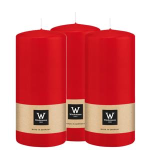 Cilinderkaars/stompkaars - 3x - rood - 15 x 7 cm - 63 branduren