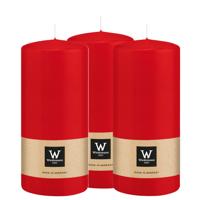 Cilinderkaars/stompkaars - 3x - rood - 15 x 7 cm - 63 branduren