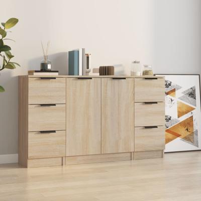Dressoirs 3 st bewerkt hout sonoma eiken