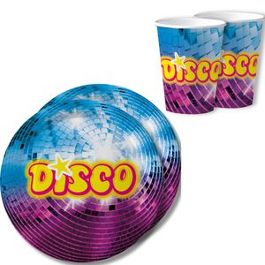 Disco feest wegwerpbordjes en bekertjes - 20x - D23 cm - jaren 80/disco themafeest