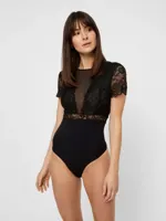 Kanten body - Sicca Bodystocking - Kanten bordeaux bodysuit korte mouw