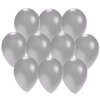 80x stuks Zilveren party ballonnen 27 cm