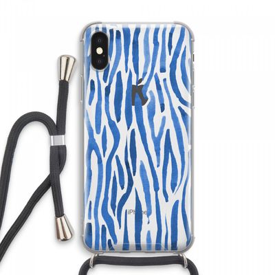 Blauwe nerven: iPhone XS Max Transparant Hoesje met koord