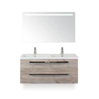 Seville Badmeubelset 120 cm - 2 laden Craft Oak - Wastafel Djazz Dubbel - met Sence Spiegel