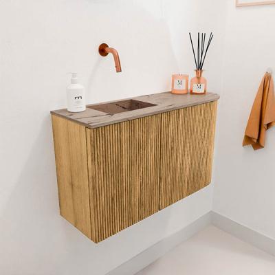 Toiletmeubel Mondiaz Joya Dlux | 71.6 cm | Meubelkleur Oak | Faye wastafel Arena Wasbak Links | Zonder kraangat(en)