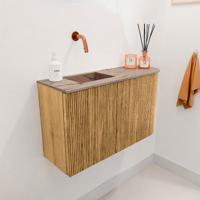 Toiletmeubel Mondiaz Joya Dlux | 71.6 cm | Meubelkleur Oak | Faye wastafel Arena Wasbak Links | Zonder kraangat(en)