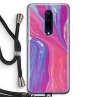 Paarse stroom: OnePlus 7 Pro Transparant Hoesje met koord