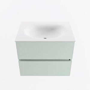 MONDIAZ VICA 60cm badmeubel onderkast Greey 2 lades. Wastafel MOON midden 1 kraangat, kleur Talc.