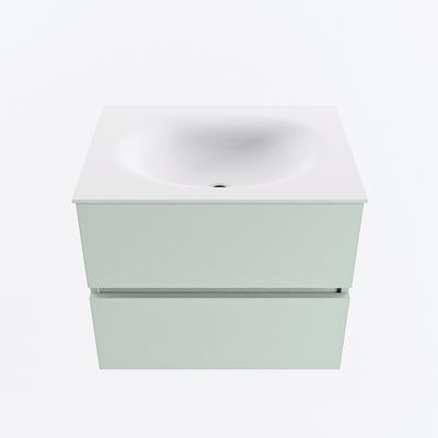 MONDIAZ VICA 60cm badmeubel onderkast Greey 2 lades. Wastafel MOON midden 1 kraangat, kleur Talc.