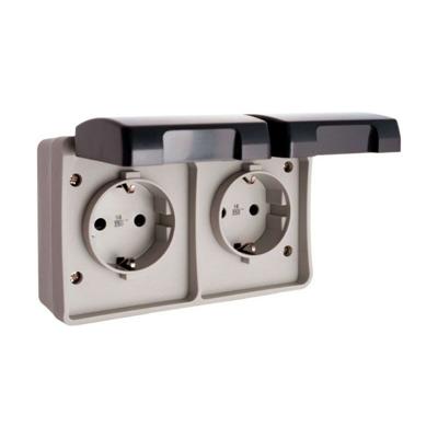 Plug-in basis Solera Met deksel Dubbel Grijs 16 A Oppervlak