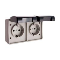 Plug-in basis Solera Met deksel Dubbel Grijs 16 A Oppervlak
