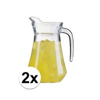 2 stuks glazen schenkkannen 1,6 liter   - - thumbnail