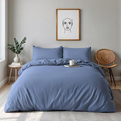 Dekbedovertrek Percale Katoen Uni - Lits-Jumeaux (240x220 cm) - Blauw Percale katoen - Dessin: Effen - Dreamhouse - Dekbed-Discounter.nl