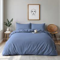 Dekbedovertrek Percale Katoen Uni - Lits-Jumeaux (240x220 cm) - Blauw Percale katoen - Dessin: Effen - Dreamhouse - Dekbed-Discounter.nl
