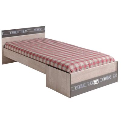 Leen Bakker - Bed Fabric - Eikenkleur/grijs - 65,8x98,6x207,2 Cm - Spaanplaat - Bruin#Grijs - 207.2x98.6x65.8 Cm