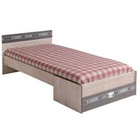 Leen Bakker - Bed Fabric - Eikenkleur/grijs - 65,8x98,6x207,2 Cm - Spaanplaat - Bruin#Grijs - 207.2x98.6x65.8 Cm